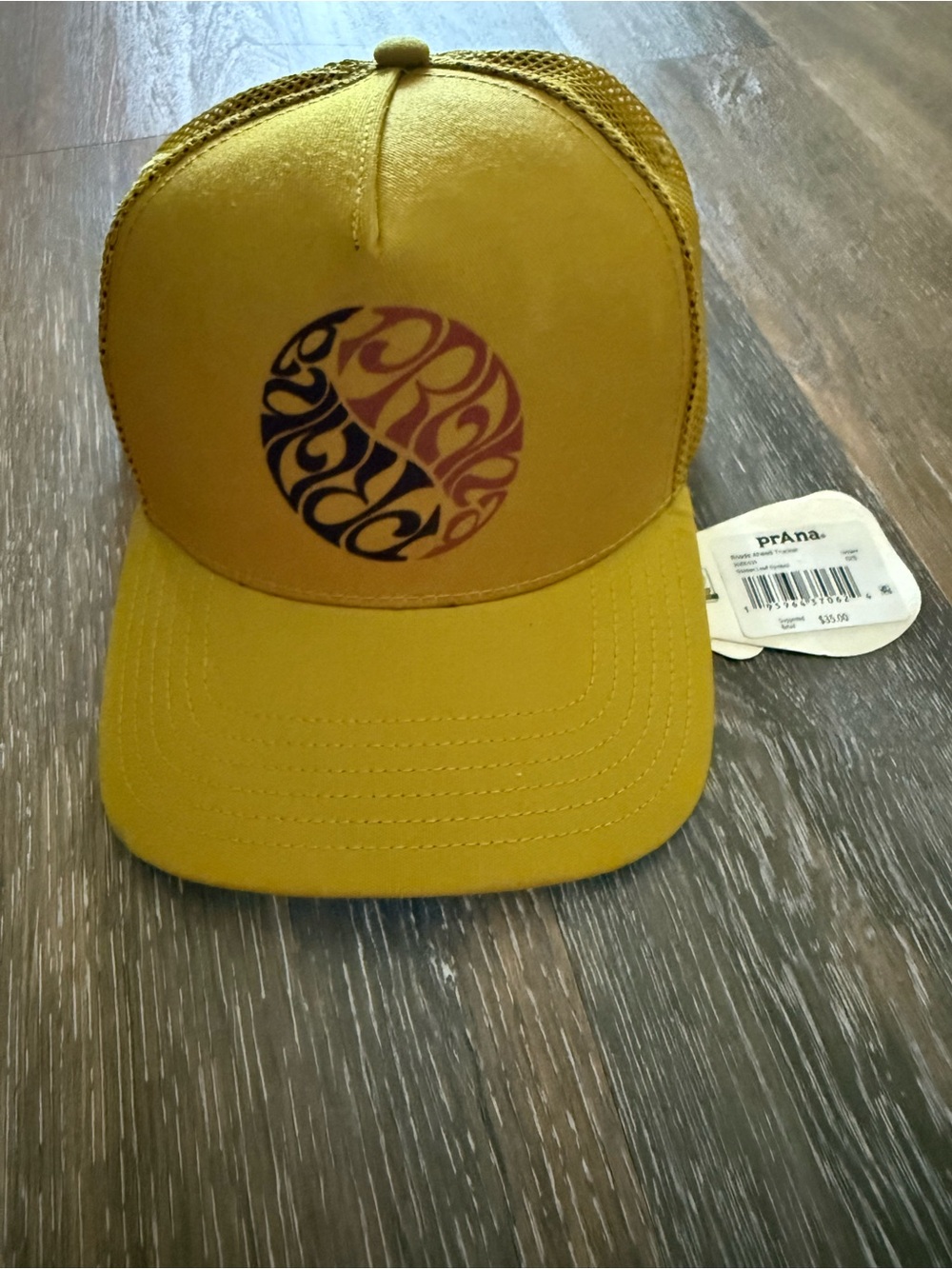 Prana Mustard Yellow Mesh-Back Logo Trucker Hat